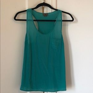 Green summer 100% silk tank top 🌵